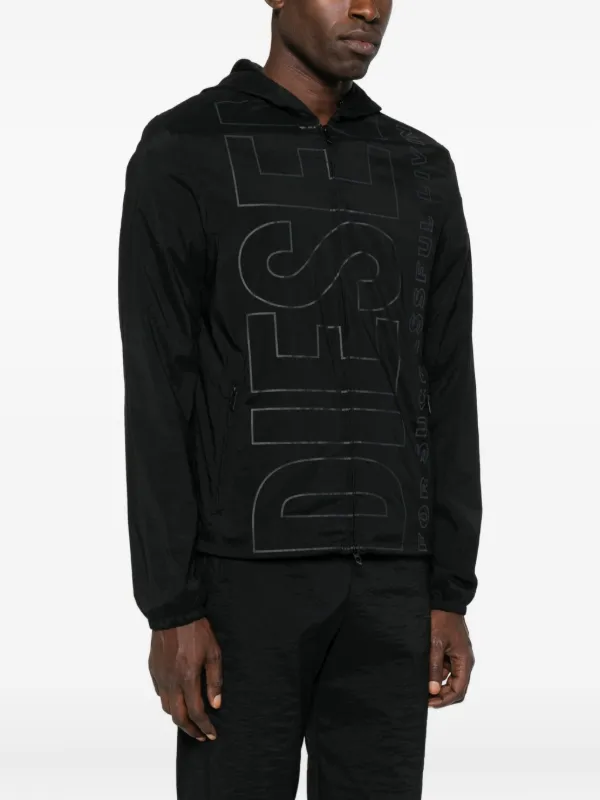 Diesel logo-print Hooded Jacket | Black | FARFETCH