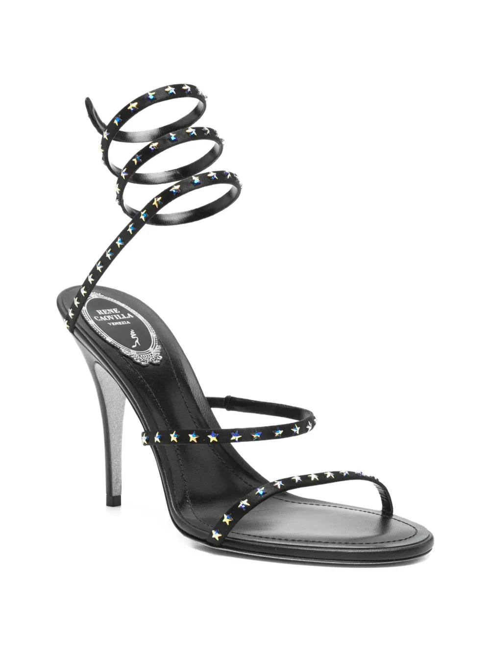 René Caovilla Cleo sandalen met stervormige studs en enkelbandje Zwart