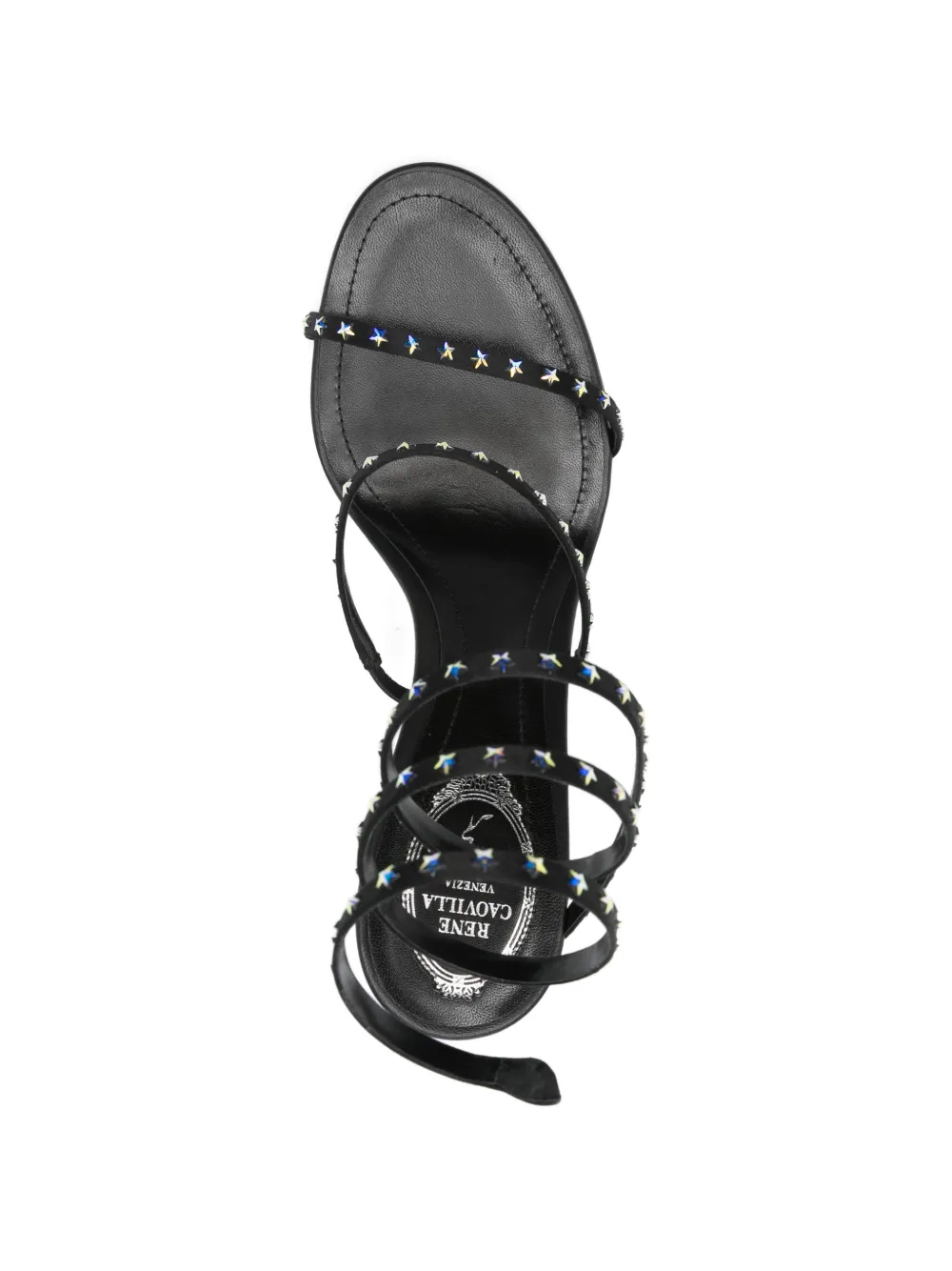 René Caovilla Cleo sandalen met stervormige studs en enkelbandje Zwart