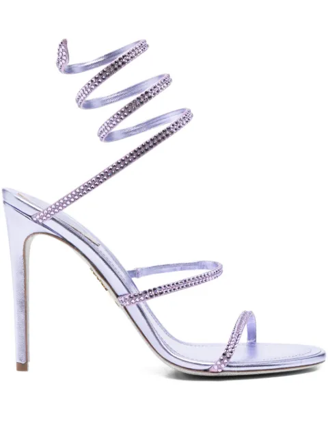 René Caovilla 115mm crystal ankle wrap heeled sandals