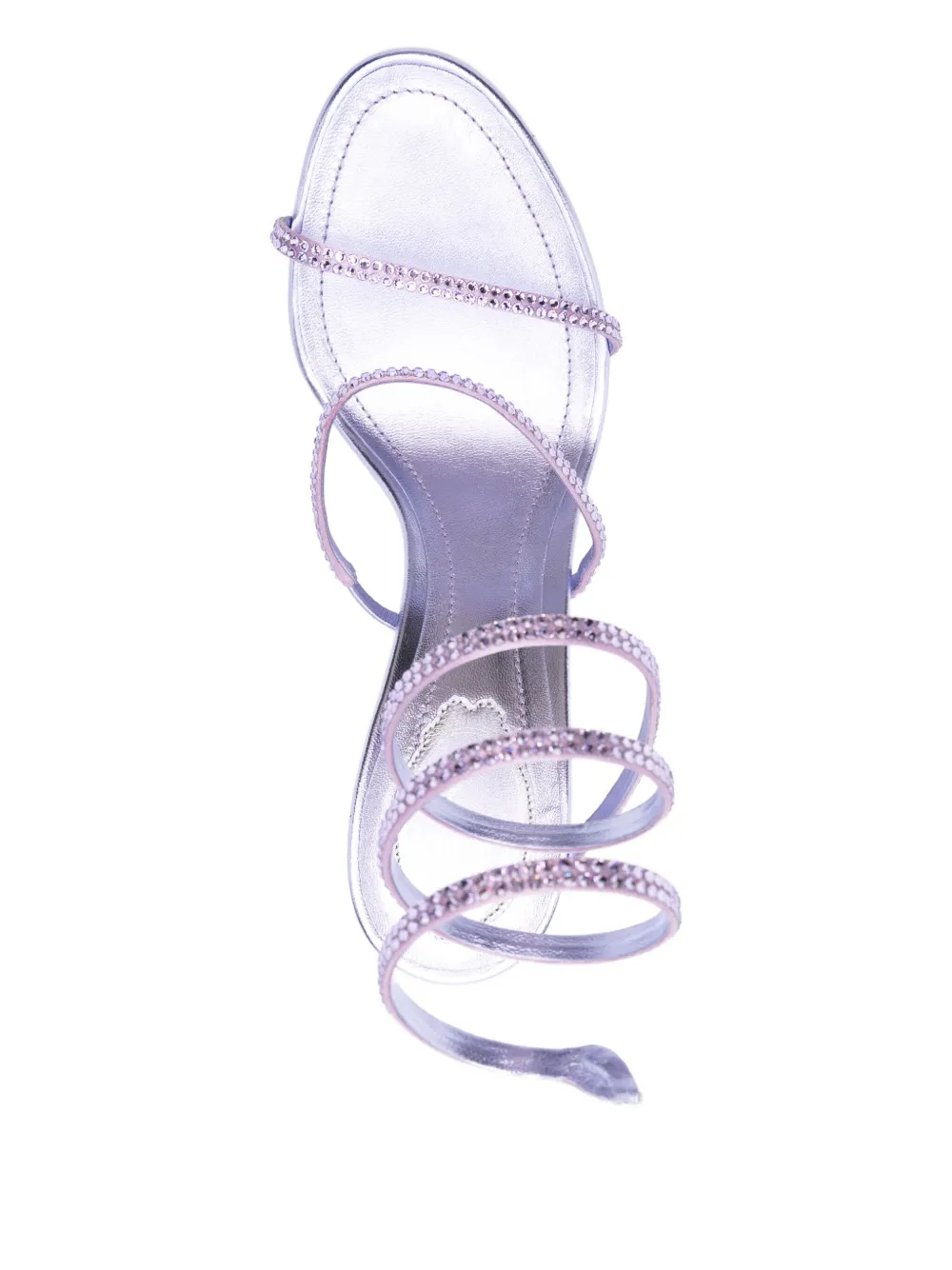 René Caovilla 115mm Crystal Ankle Wrap Heeled Sandal In White
