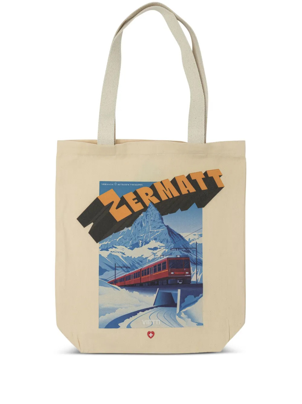 VIETTI MERCHANDISE Borsa tote Zermatt con stampa - Toni neutri