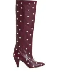 Essentiel Antwerp 90mm Ishan studded leather knee-high boots - Red