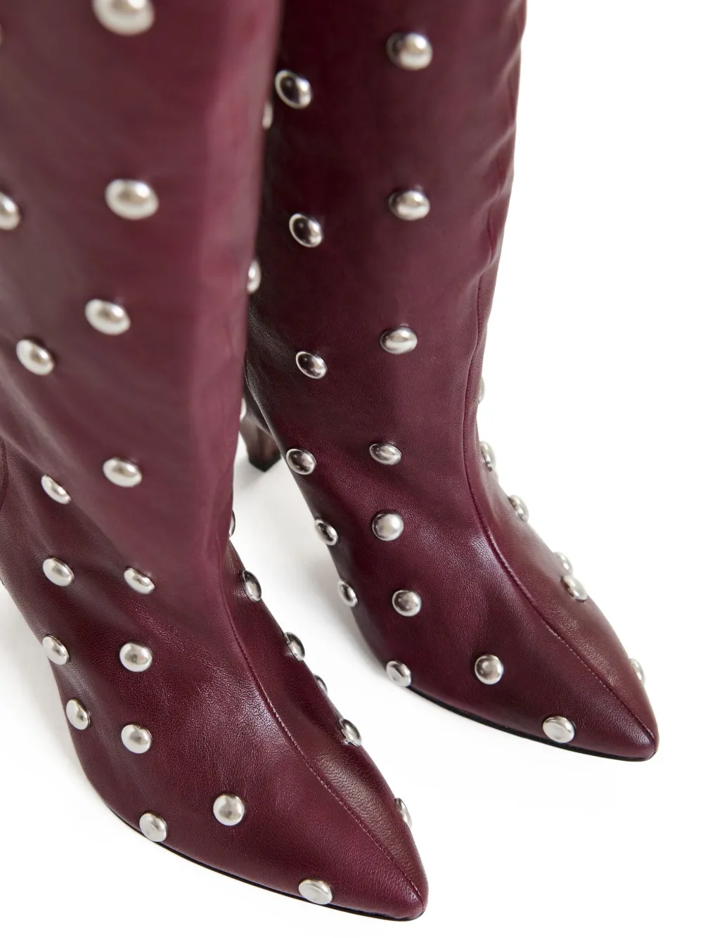 Essentiel Antwerp 90 mm Ishan leren knielaarzen met studs Rood