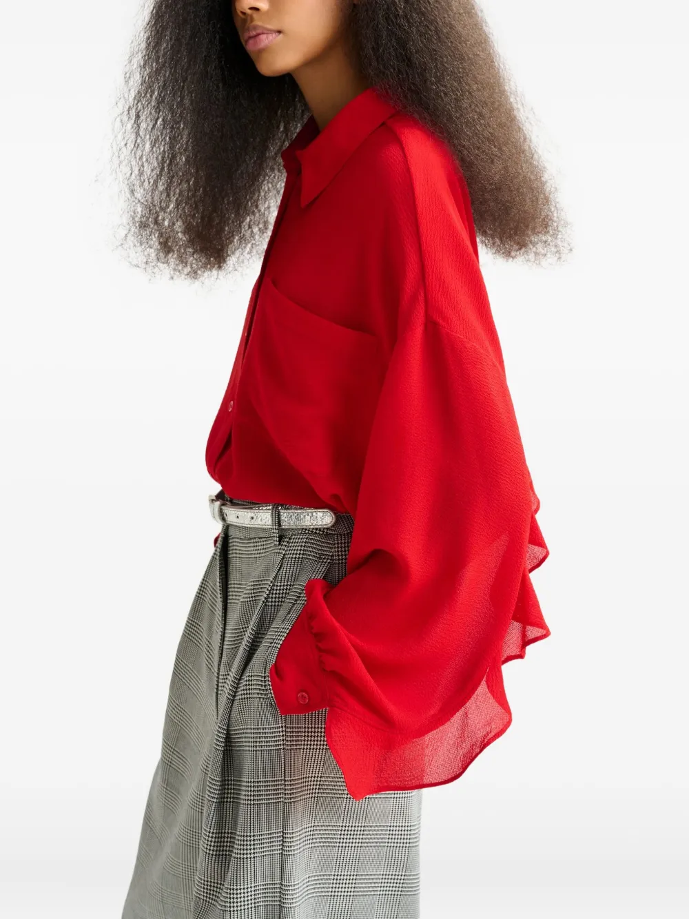 Essentiel Antwerp ruffled sleeves shirt Rood
