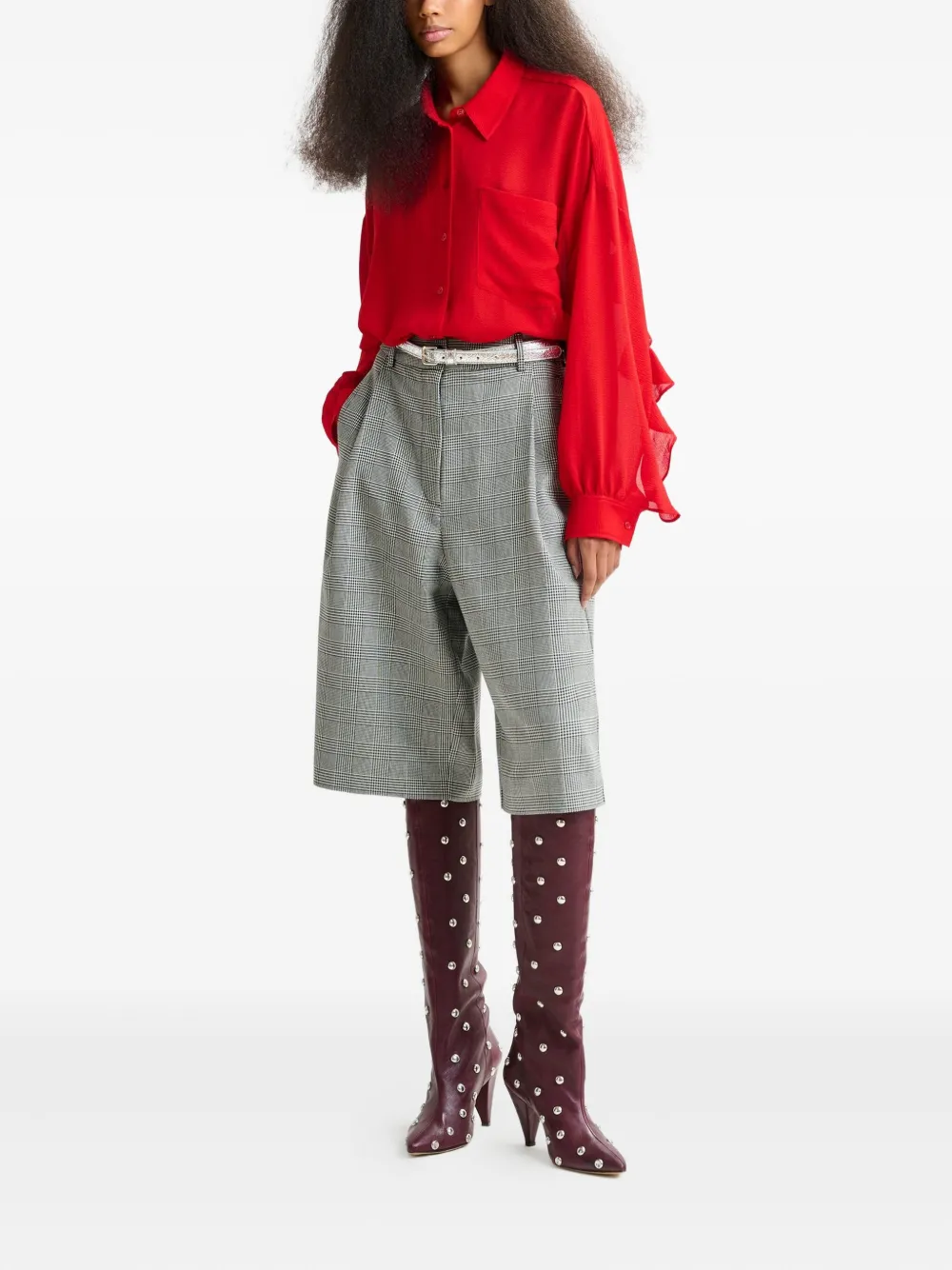 Essentiel Antwerp ruffled sleeves shirt Rood