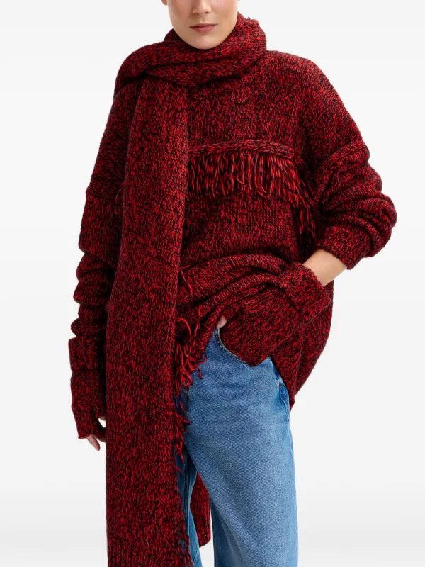 Essentiel Antwerp fringe-detail Blanket Scarf Red FARFETCH IN