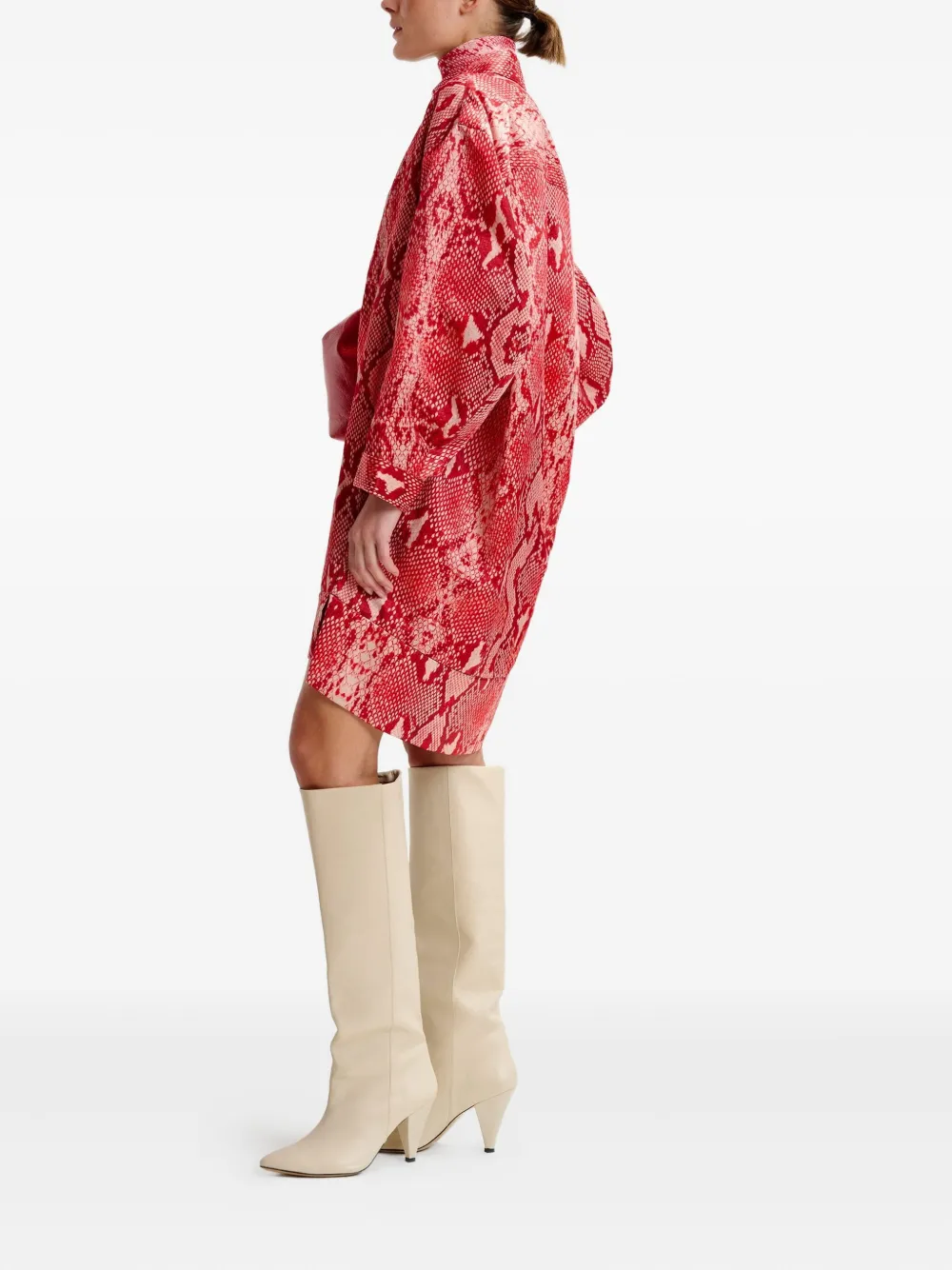 Essentiel Antwerp snake-print shirt mini dress Rood
