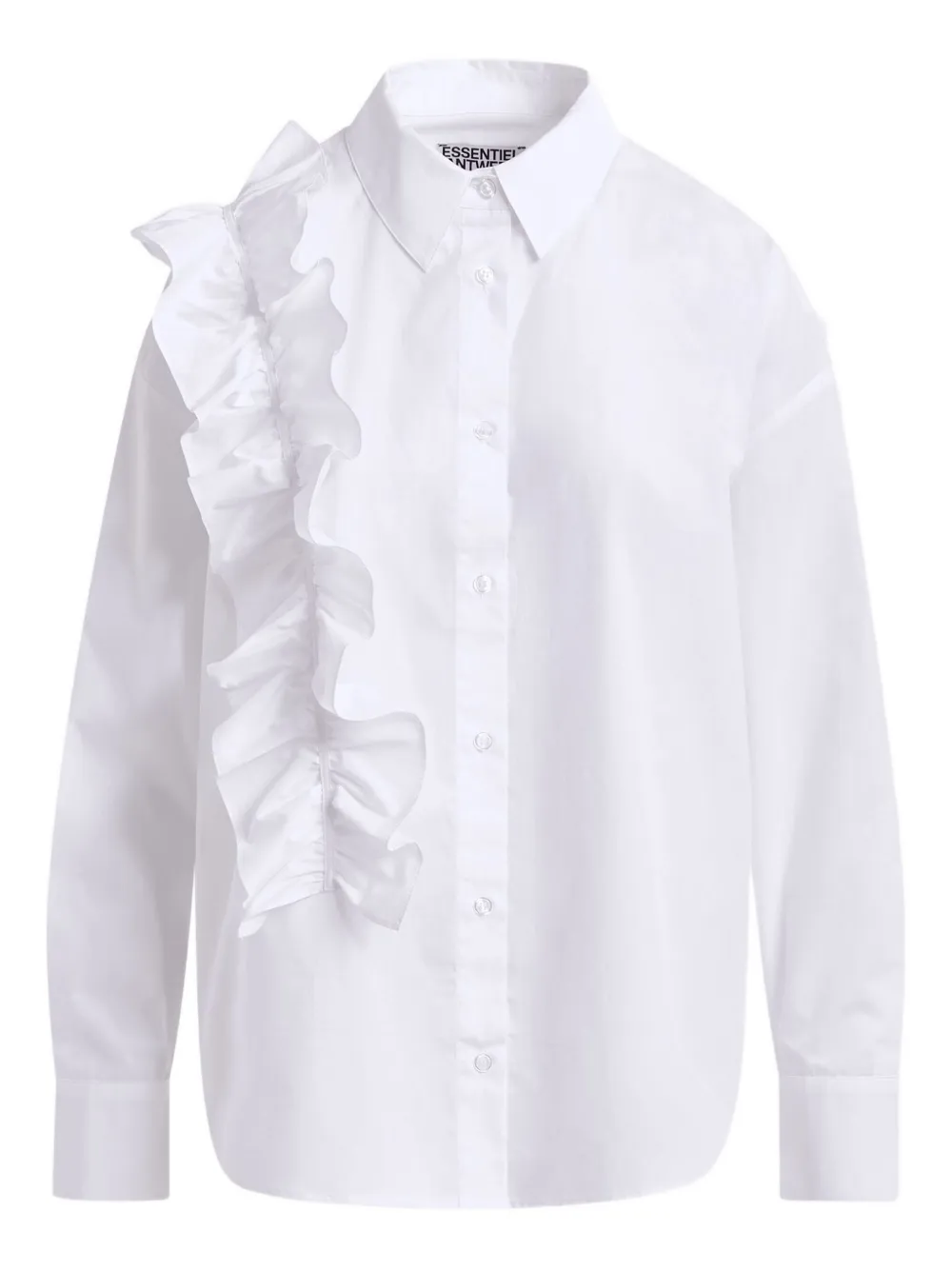 Essentiel Antwerp ruffle-detail cotton shirt Wit