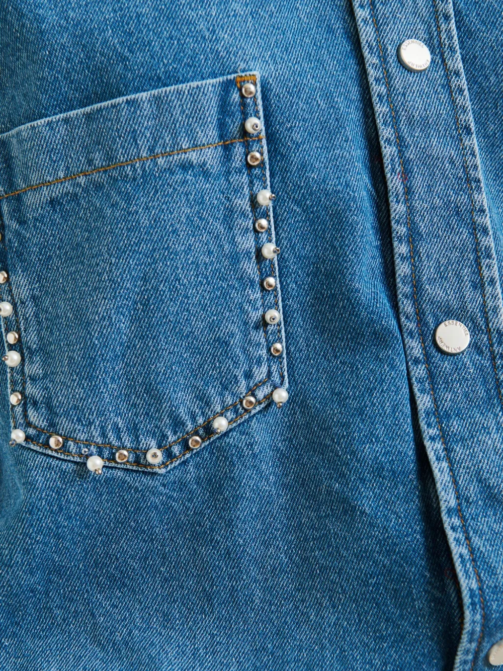 Essentiel Antwerp studded denim mini day dress Blauw