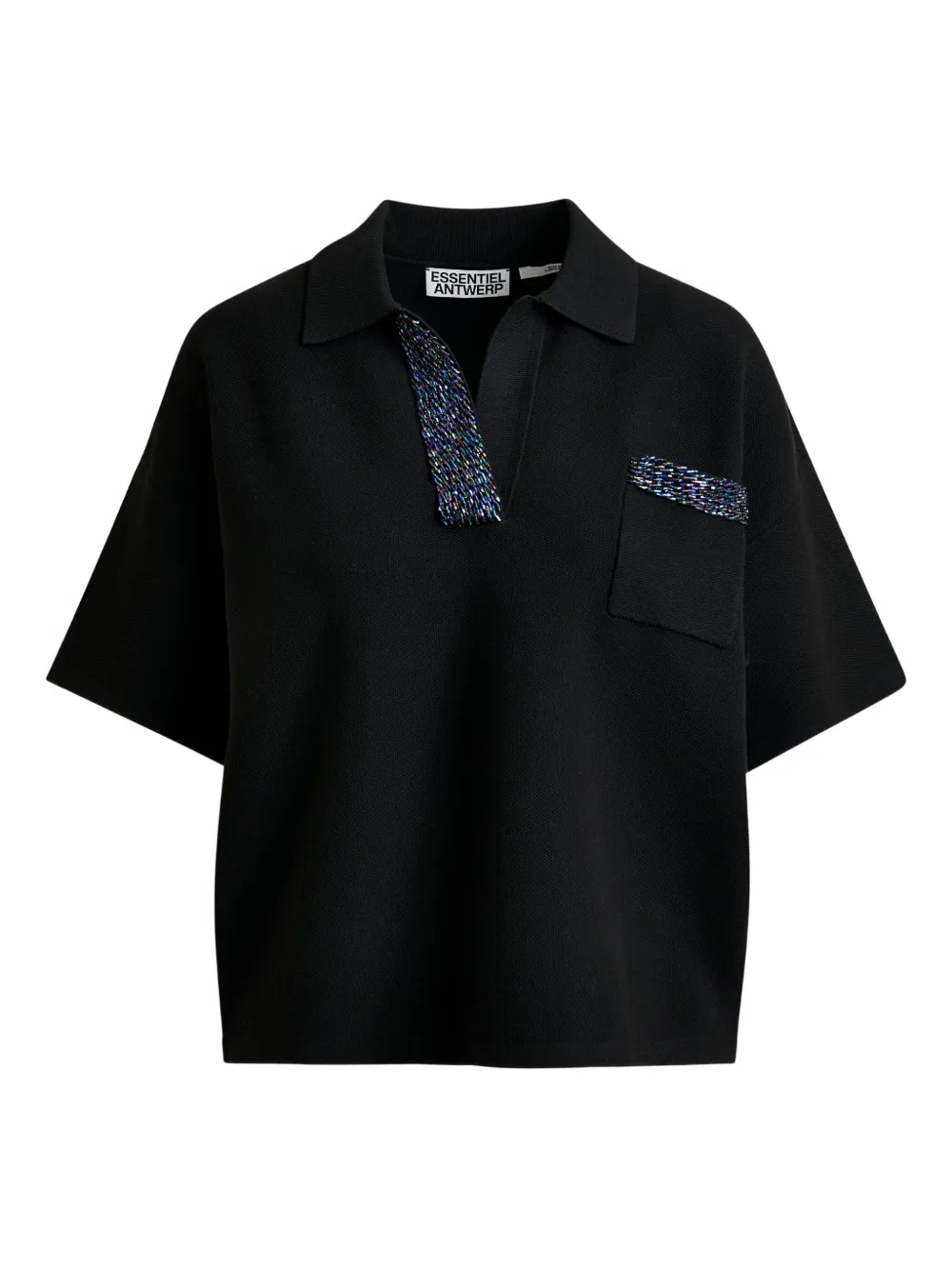 Essentiel Antwerp beaded-embellished polo shirt Zwart