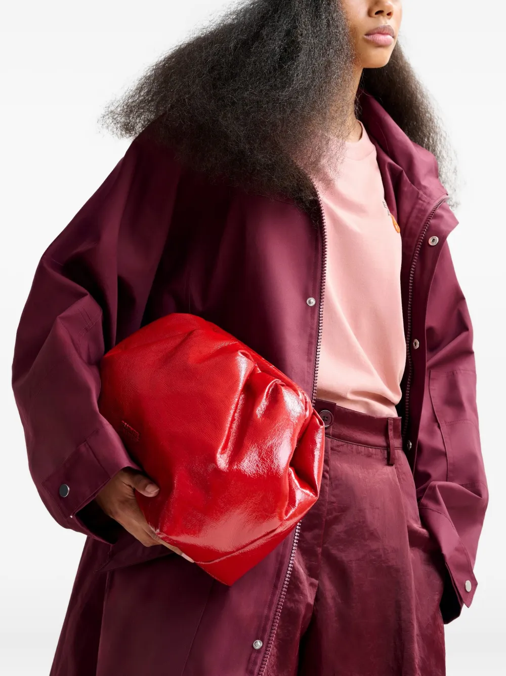 Essentiel Antwerp medium logo-plaque shoulder bag Rood