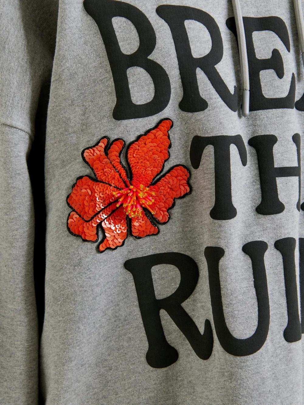Essentiel Antwerp floral-embroidered hoodie mini dress Grijs