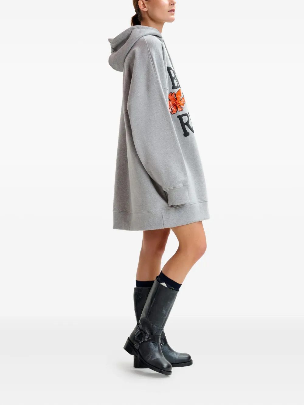 Essentiel Antwerp floral-embroidered hoodie mini dress Grijs