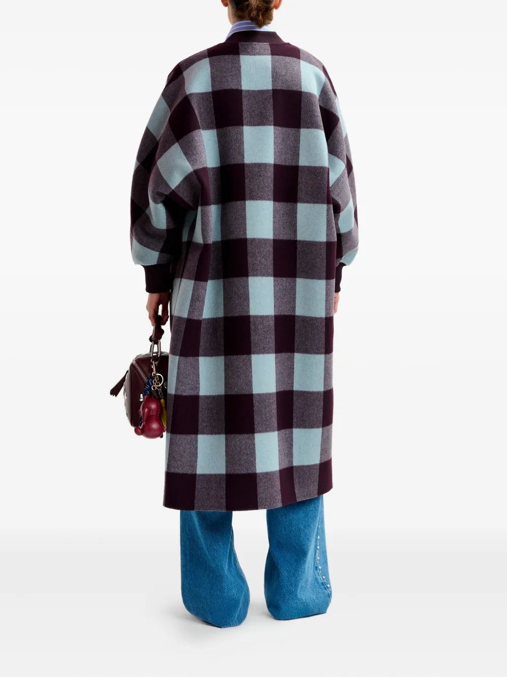 Essentiel Antwerp check-pattern ribbed-cuff coat Paars