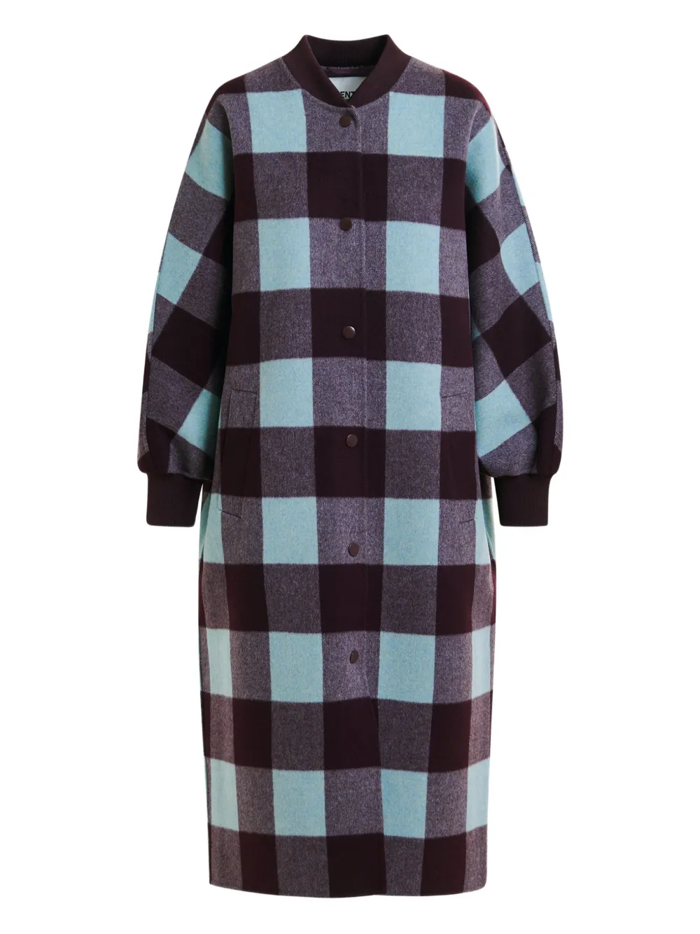 Essentiel Antwerp check-pattern ribbed-cuff coat Paars