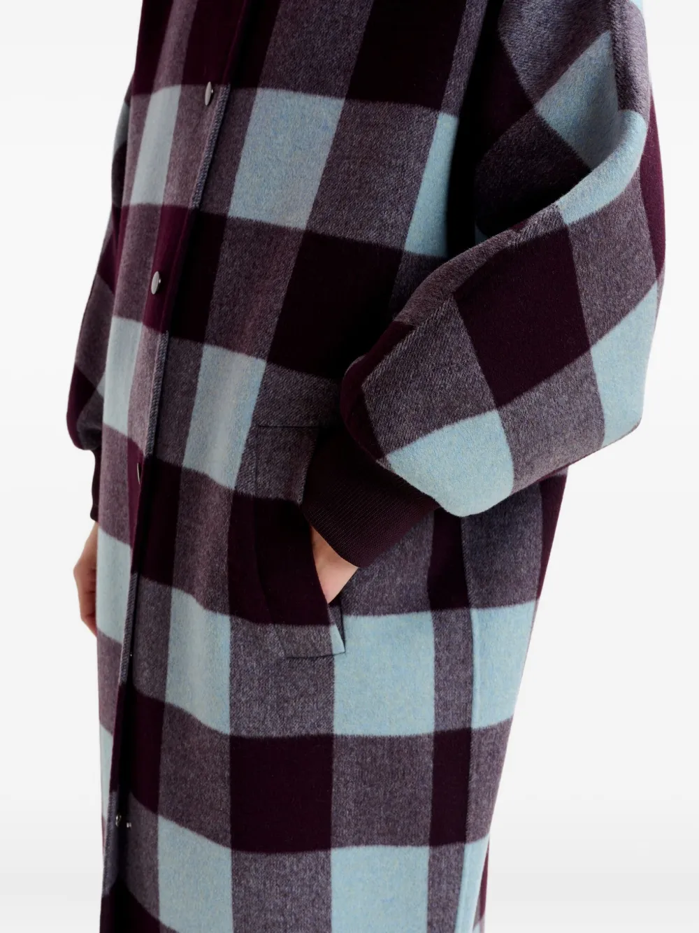 Essentiel Antwerp check-pattern ribbed-cuff coat Paars
