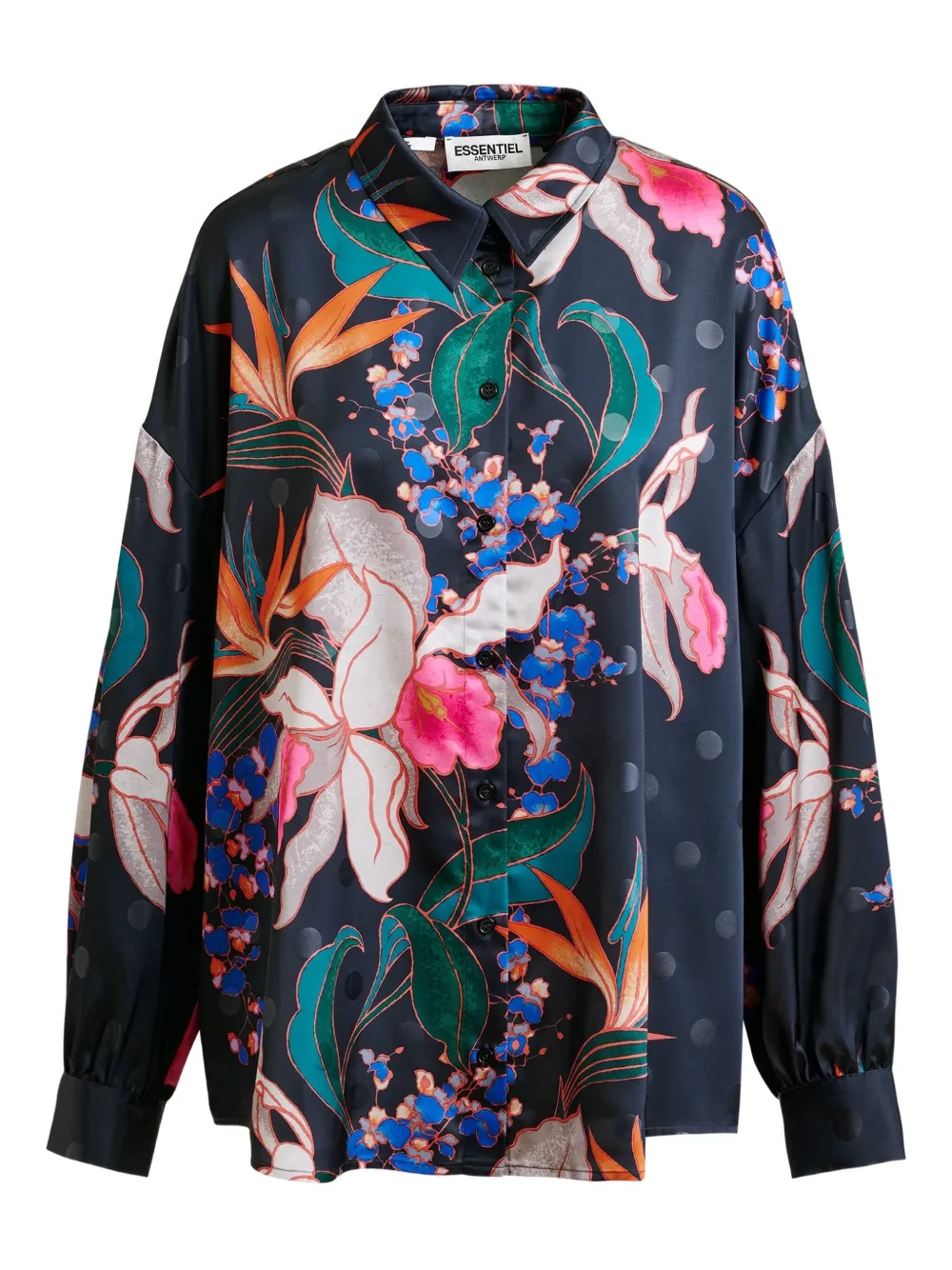 Essentiel Antwerp Ilol floral-print shirt Zwart
