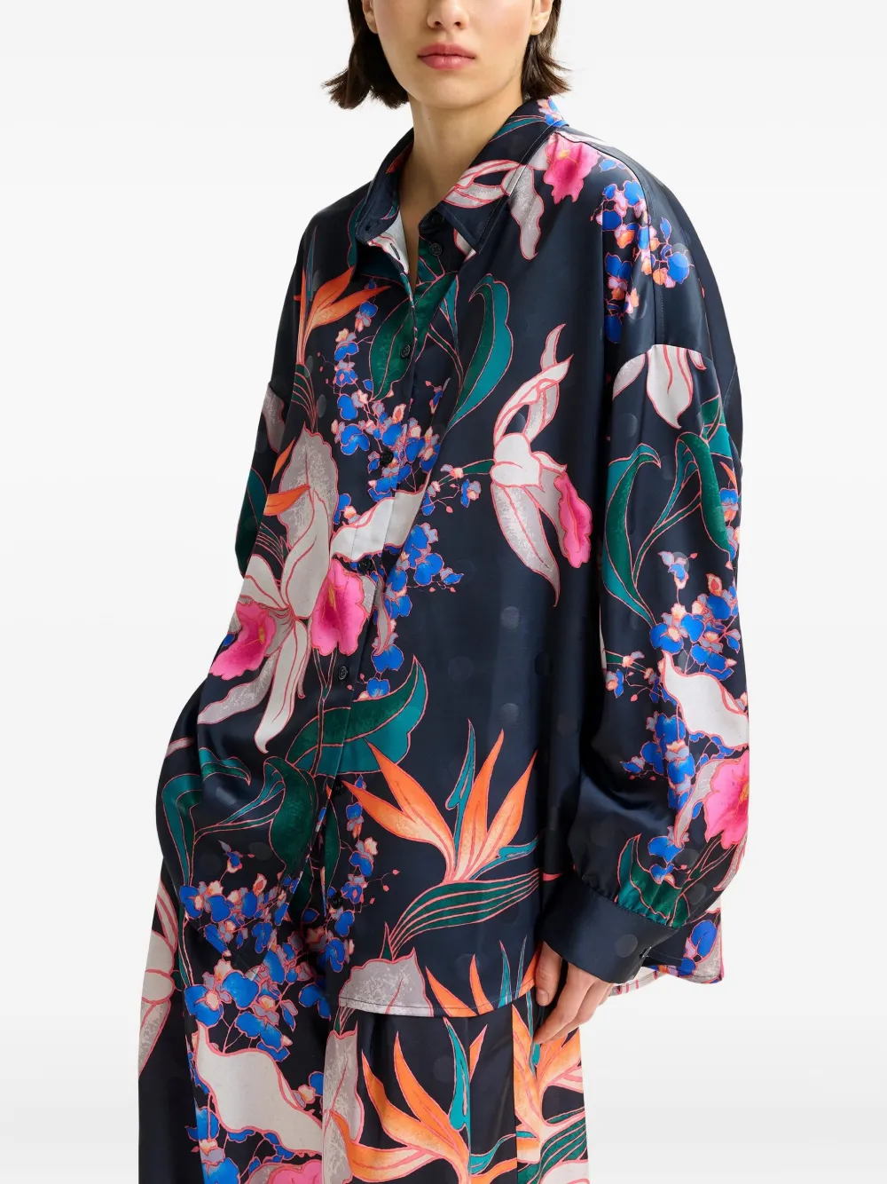 Essentiel Antwerp Ilol floral-print shirt Zwart