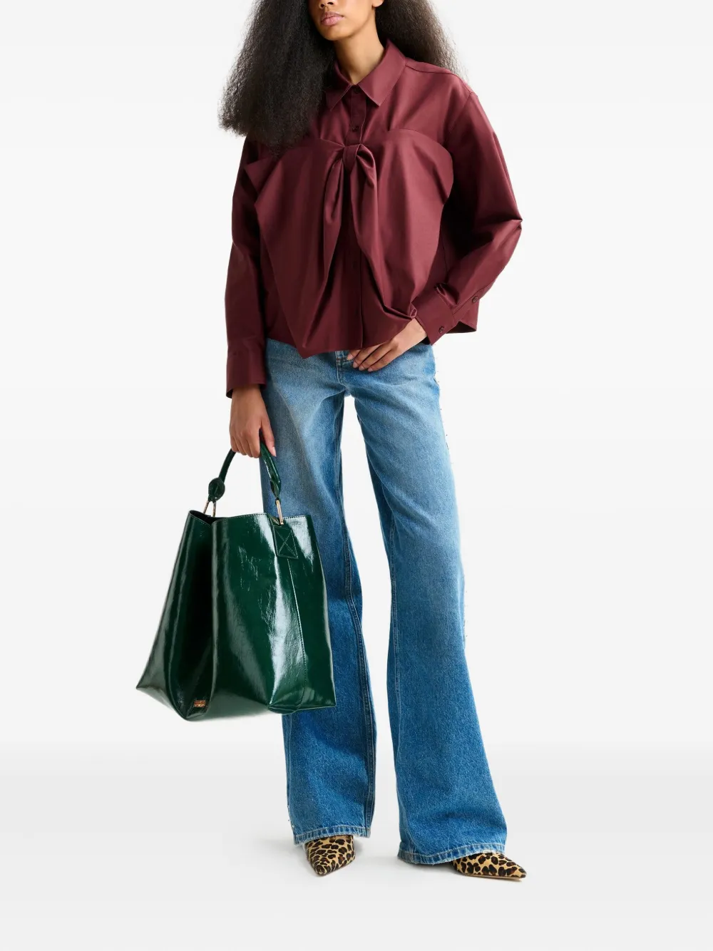Essentiel Antwerp Ibow bow-detail shirt Rood