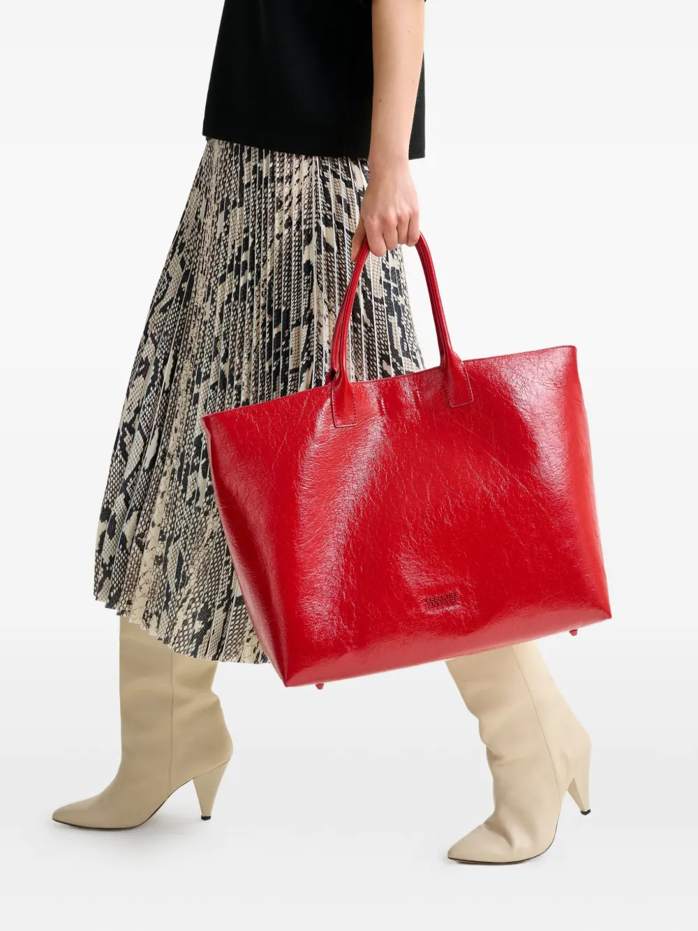 Essentiel Antwerp large logo-plaque tote bag Rood