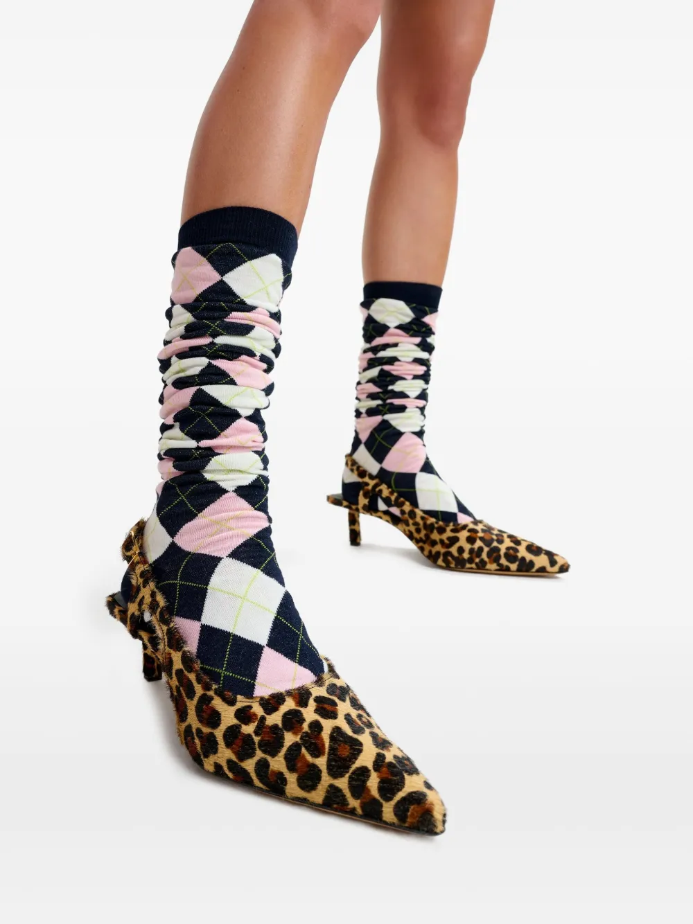 Essentiel Antwerp 45 mm slingback pumps met luipaardprint Bruin