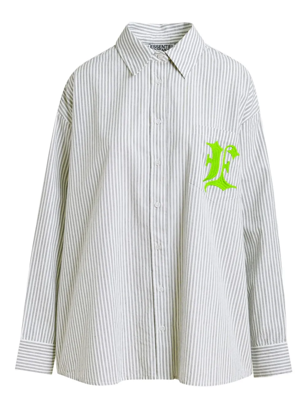 striped embroidered pocket shirt