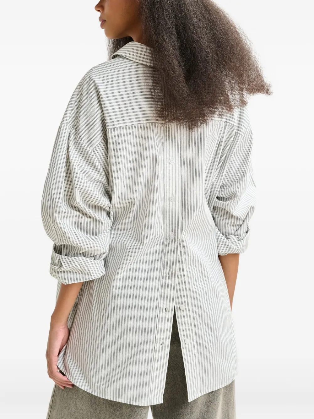 Essentiel Antwerp striped embroidered pocket shirt Grijs