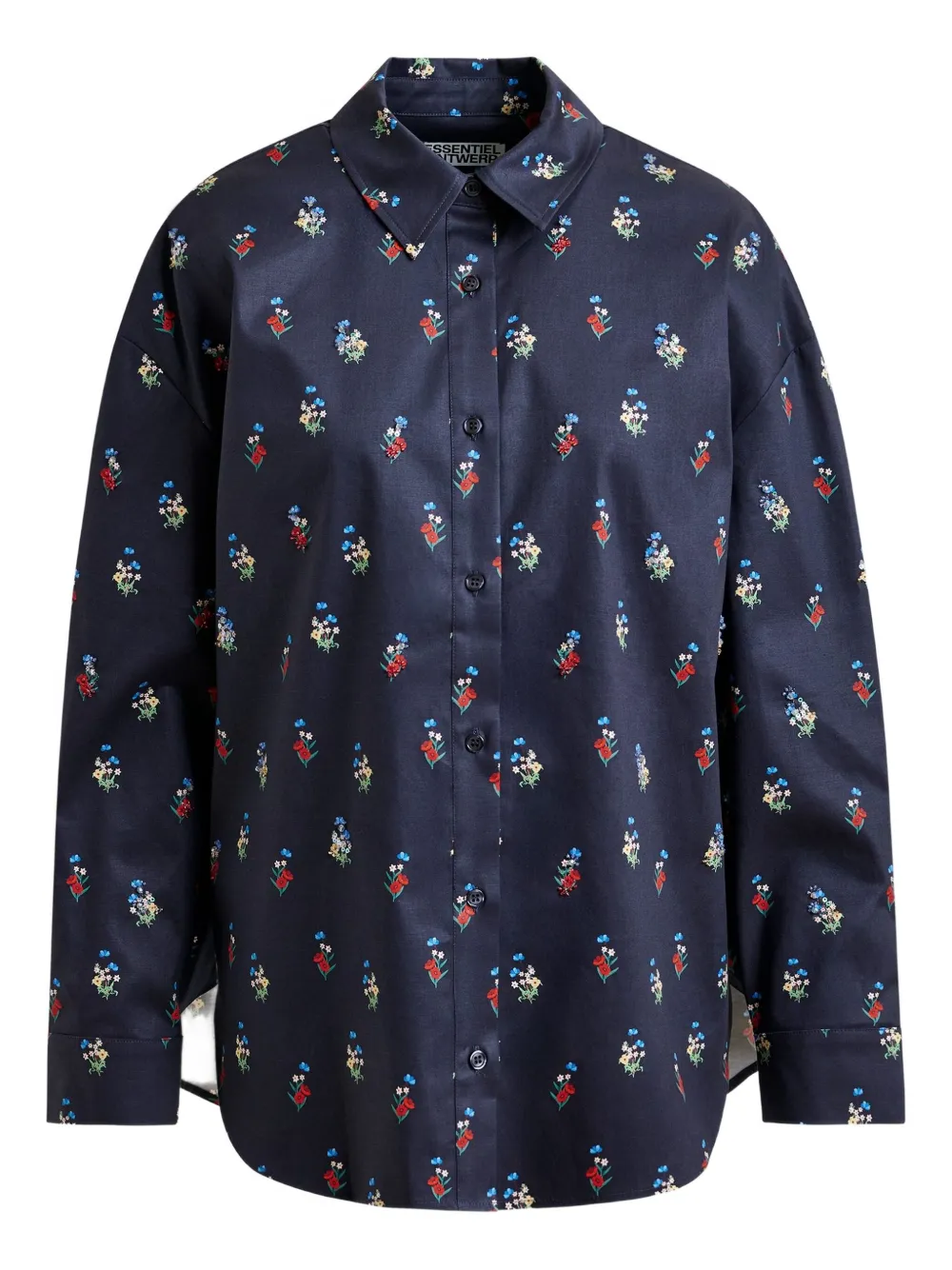 Essentiel Antwerp floral-print beaded shirt Blauw
