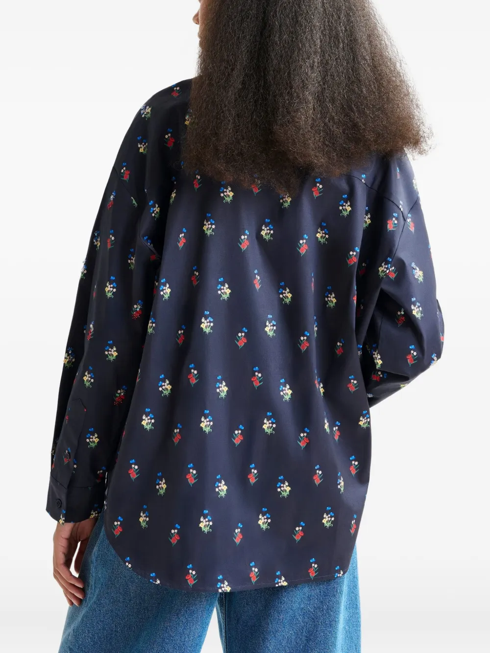 Essentiel Antwerp floral-print beaded shirt Blauw