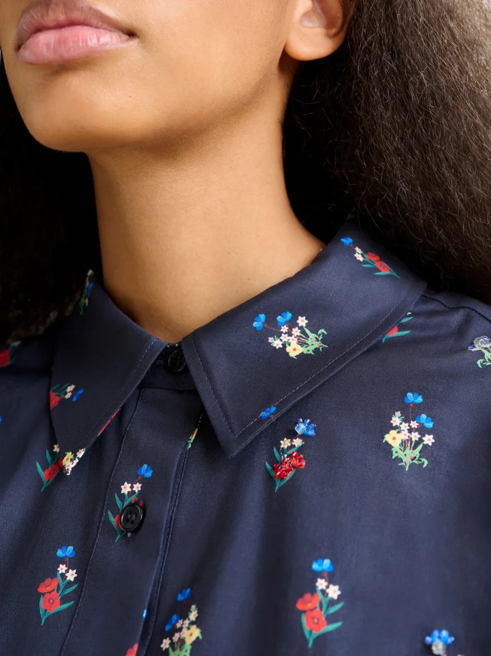 Essentiel Antwerp floral-print beaded shirt Blauw