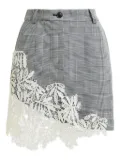 Essentiel Antwerp check-pattern lace-appliqué miniskirt - Grey