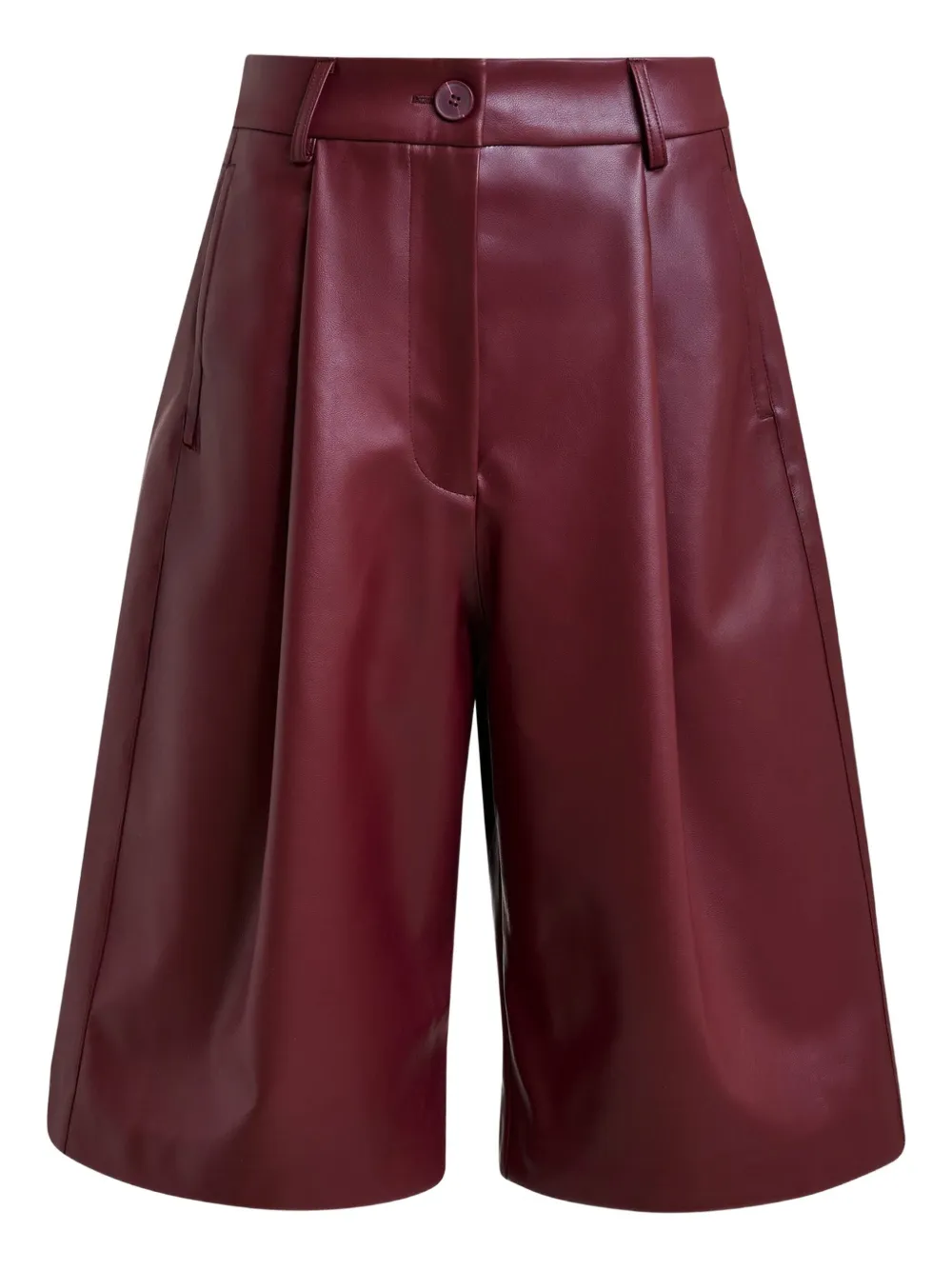 Essentiel Antwerp pleated faux-leather shorts Rood