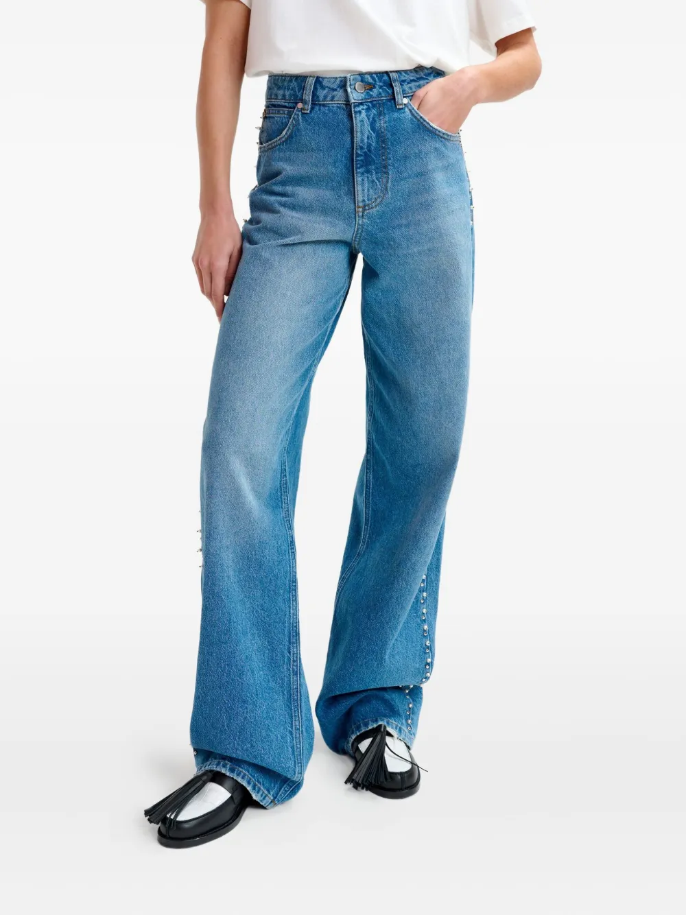 Essentiel Antwerp crystal-embellished jeans Blauw