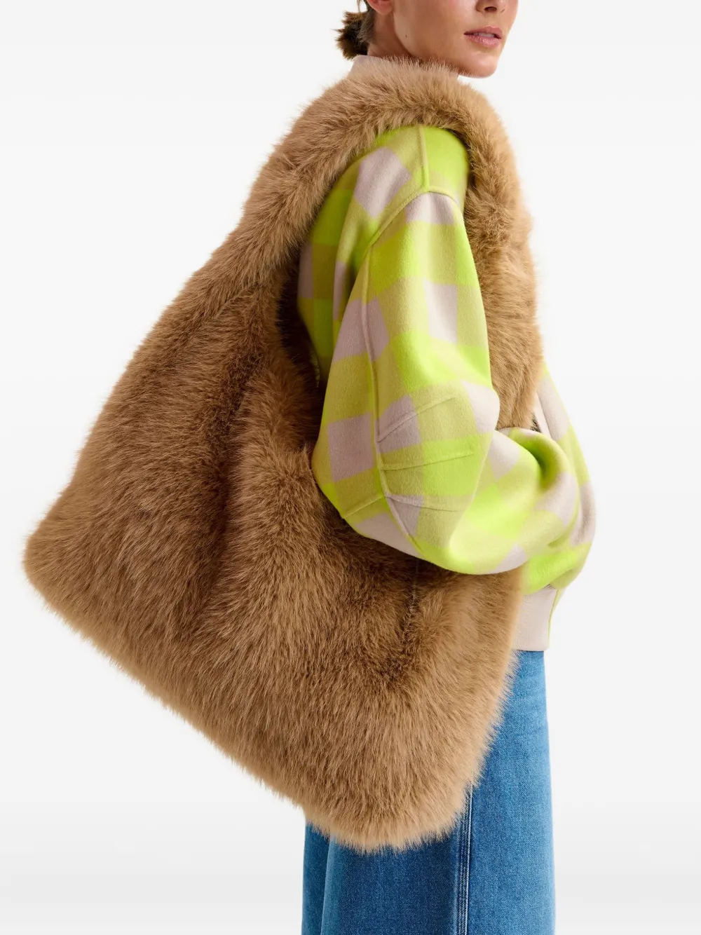 Essentiel Antwerp Medium schoudertas met imitatiebont Bruin