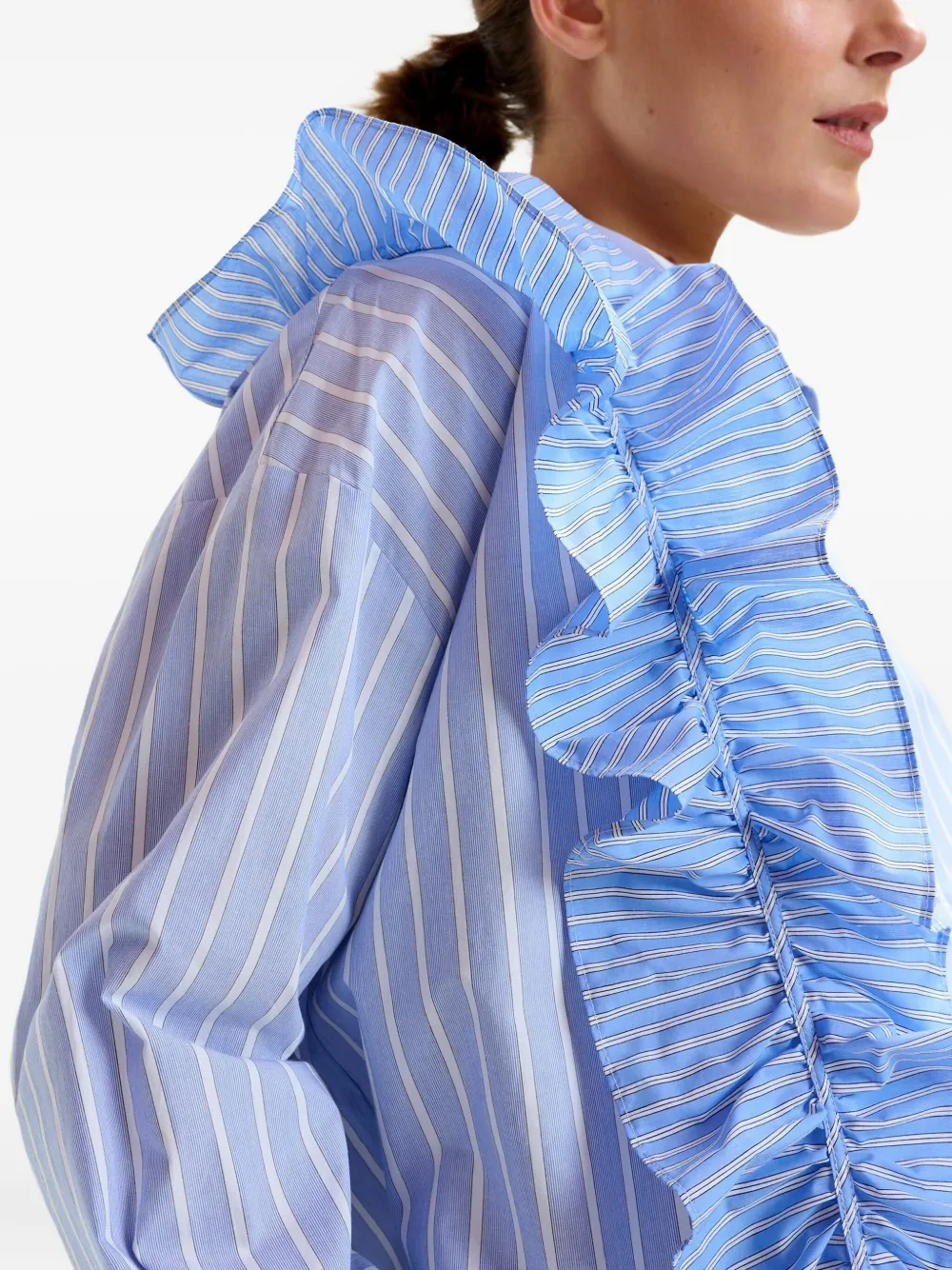 Essentiel Antwerp Ibody gestreept blouse met ruches Blauw