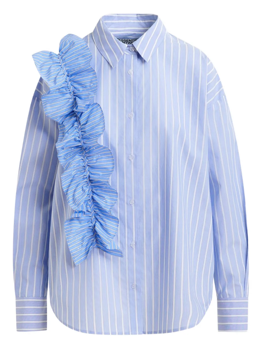 Essentiel Antwerp Ibody ruffle-detail striped shirt | Blue | Image 1