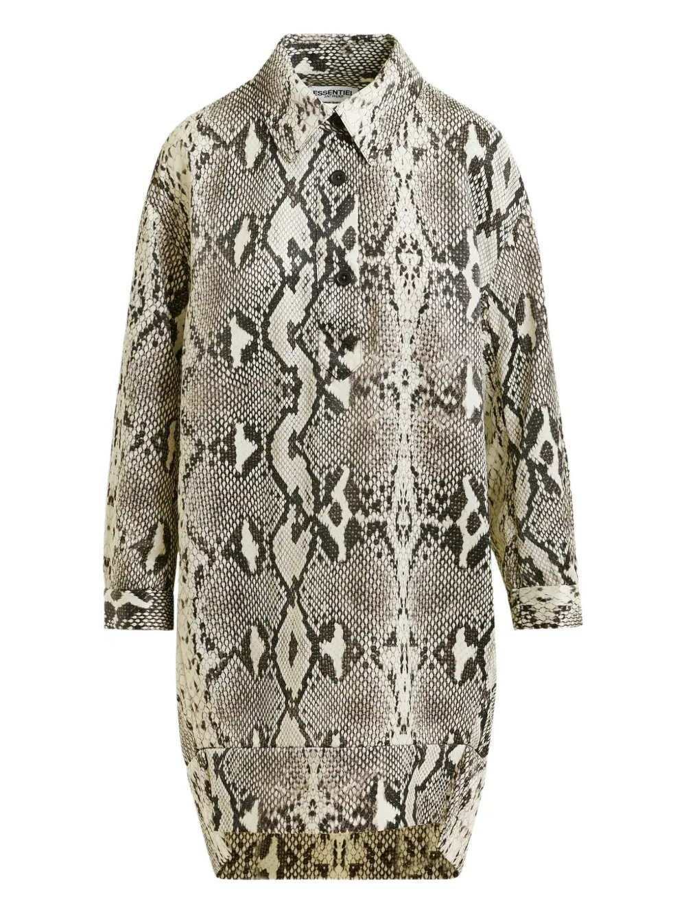 Essentiel Antwerp snake-print shirt mini day dress Beige