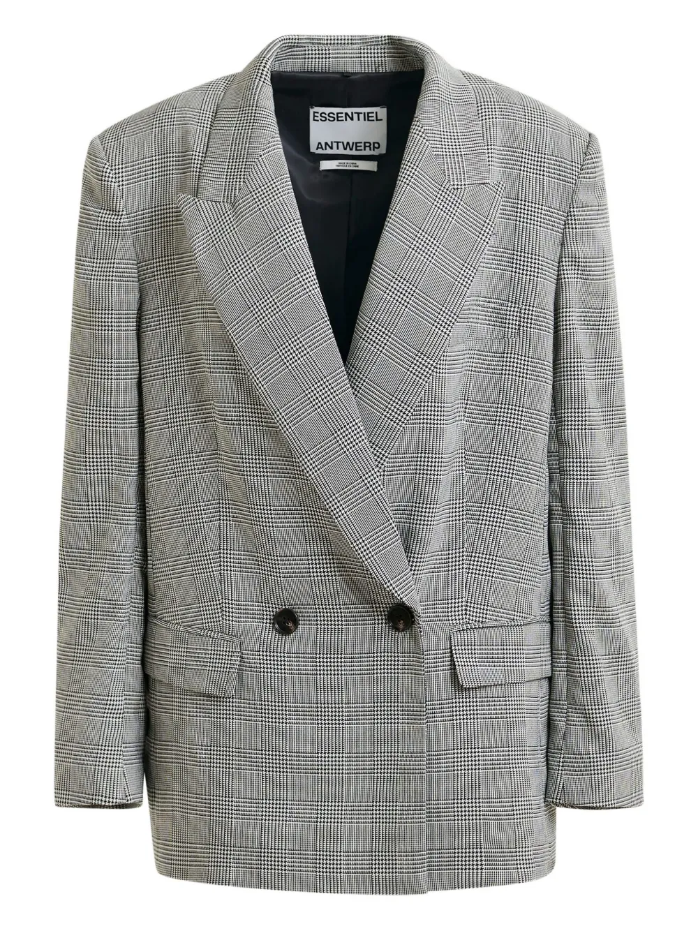 Essentiel Antwerp plaid double-breasted blazer Grijs