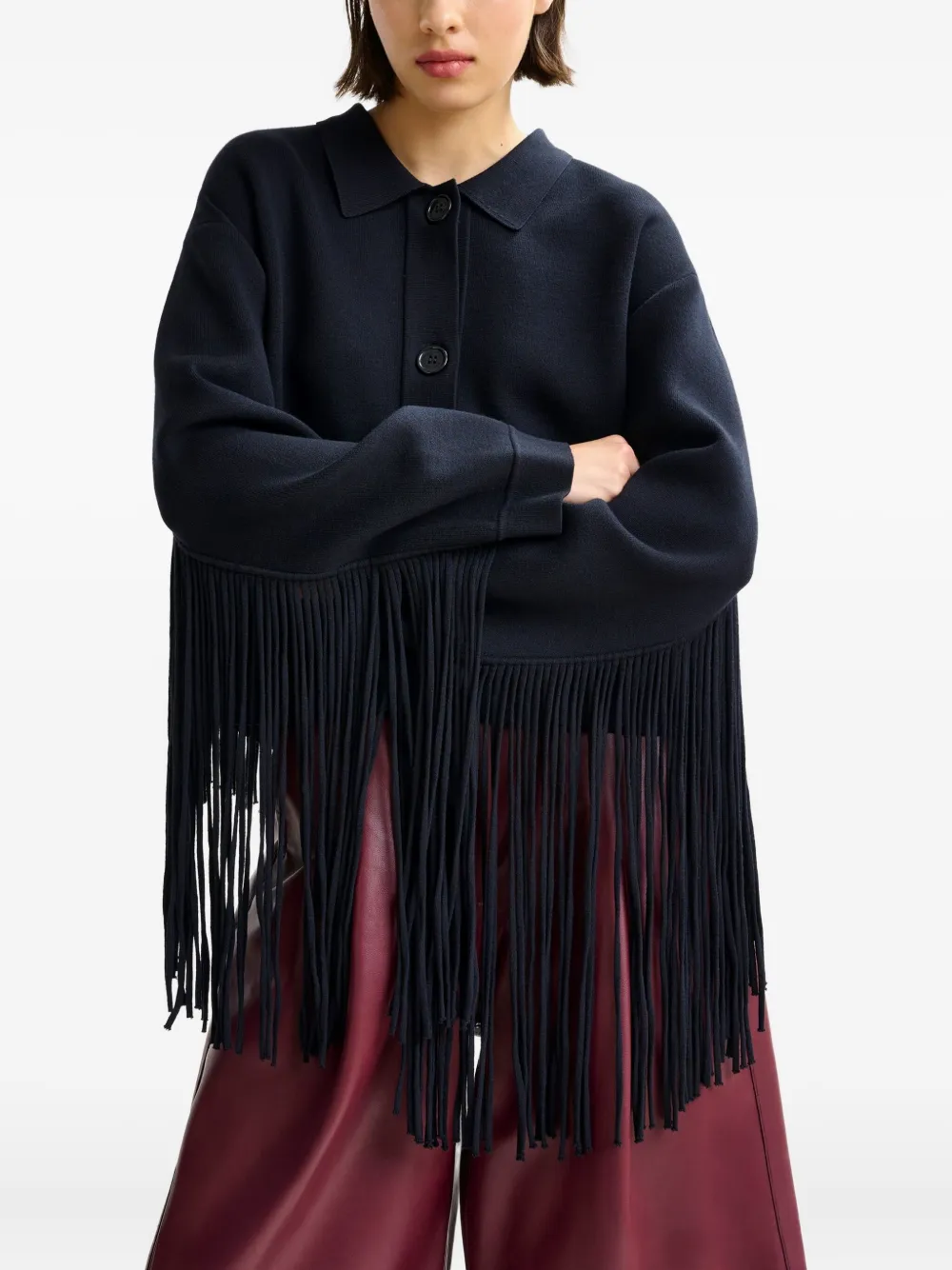 Essentiel Antwerp Istern fringe cardigan Blauw