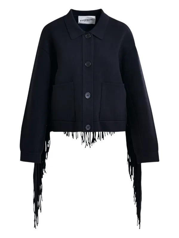 Essentiel Antwerp Istern Fringe Cardigan Blue FARFETCH OM