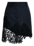 Essentiel Antwerp pinstripe lace-trimmed asymmetric skirt - Blue