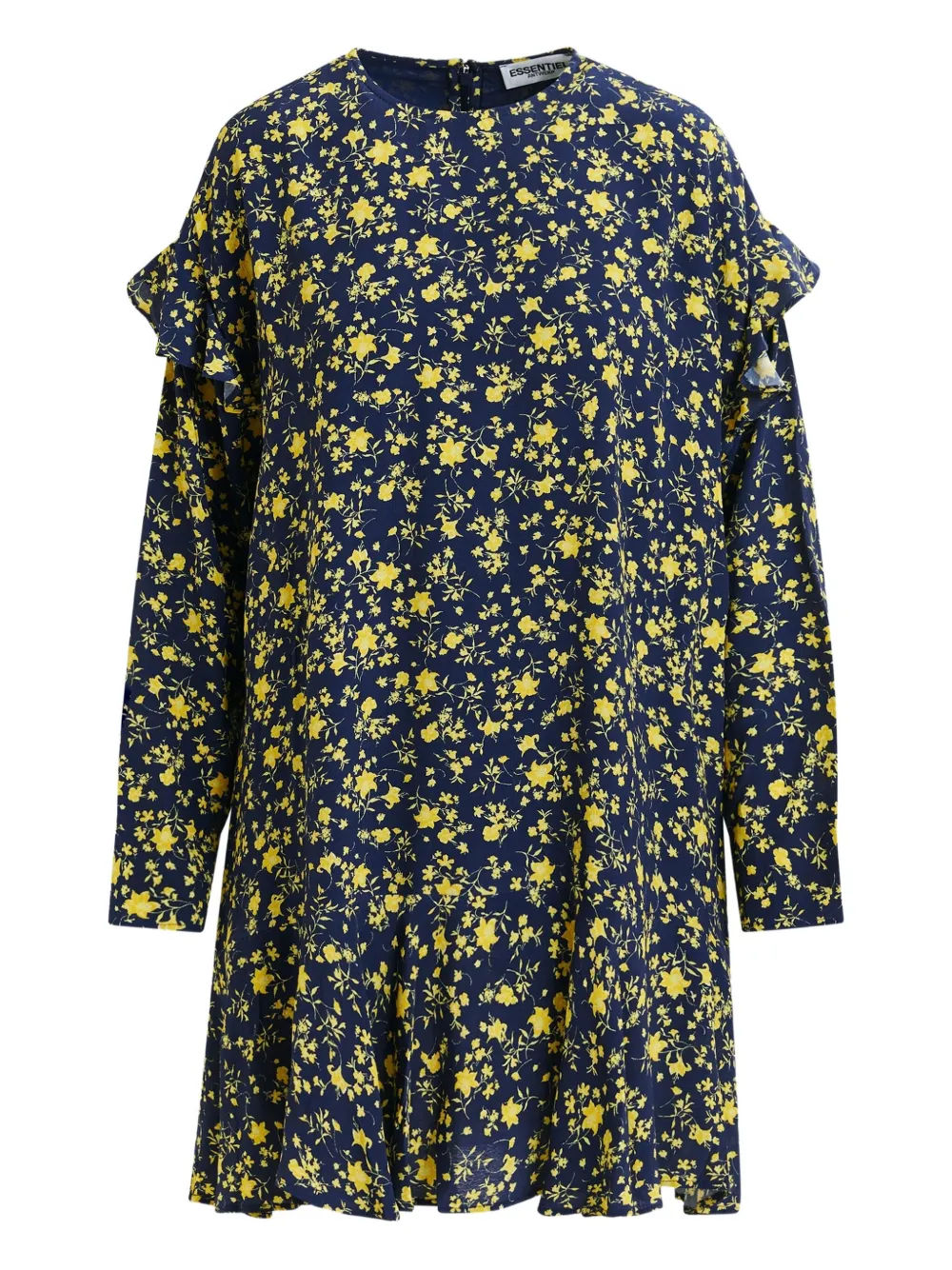 Essentiel Antwerp floral ruffled asymmetric day dress Blauw