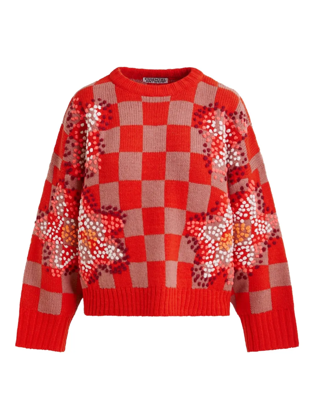 Essentiel Antwerp Inter checkerboard sweater | Red | Image 1