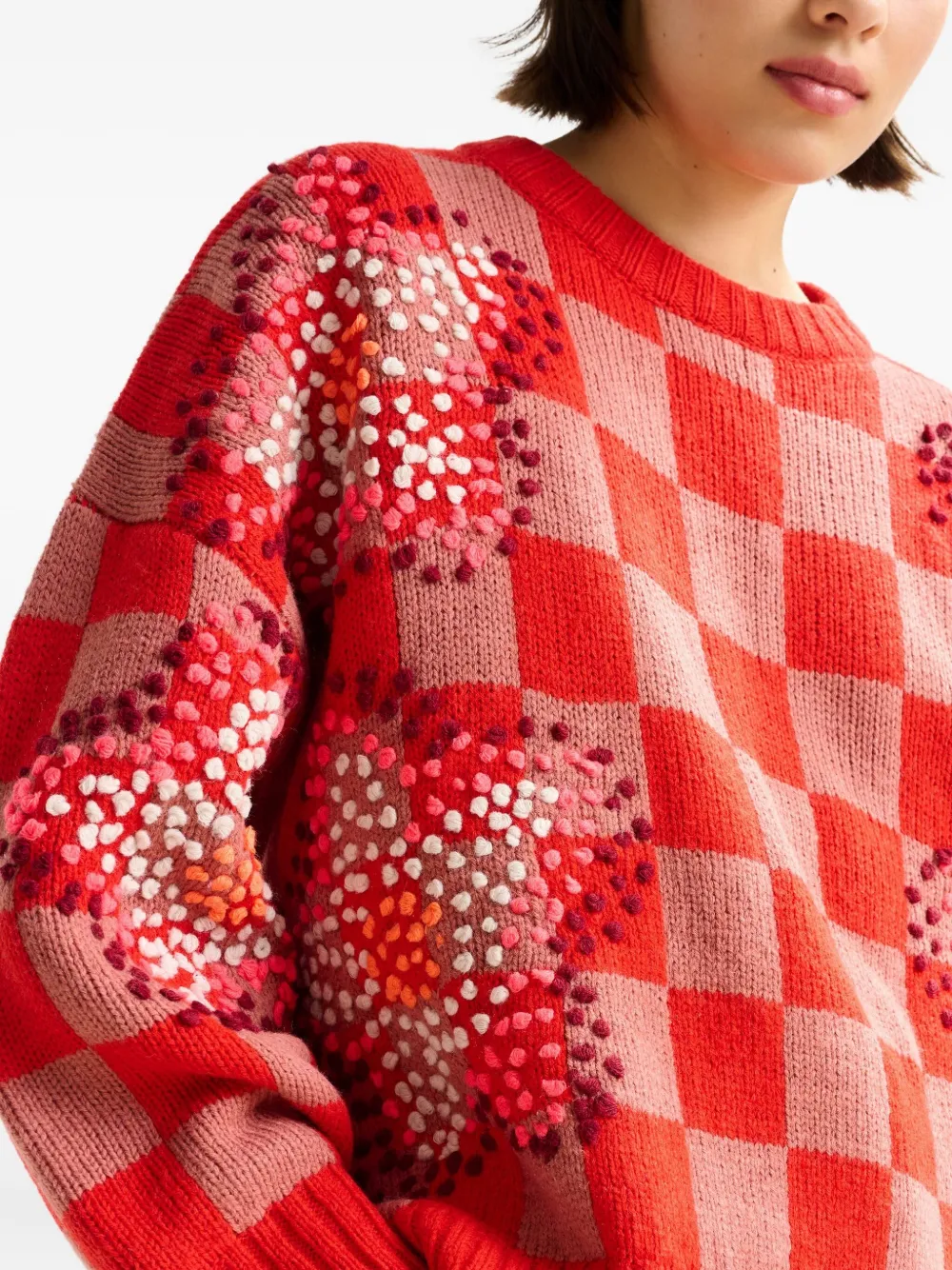 Essentiel Antwerp Inter Checkerboard Sweater In Red