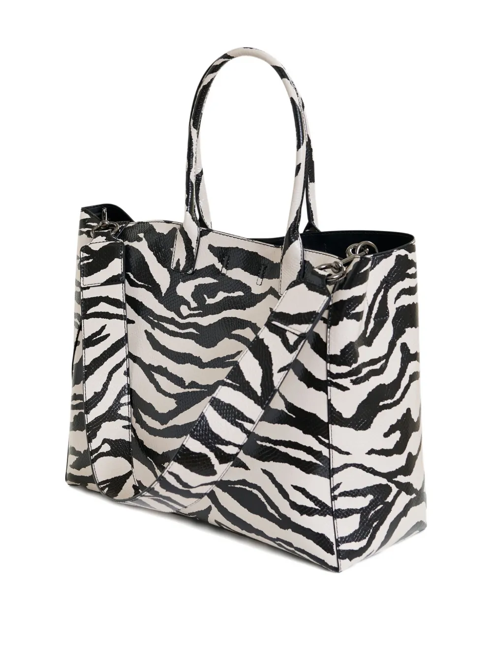 Essentiel Antwerp large zebra-print tote bag Zwart