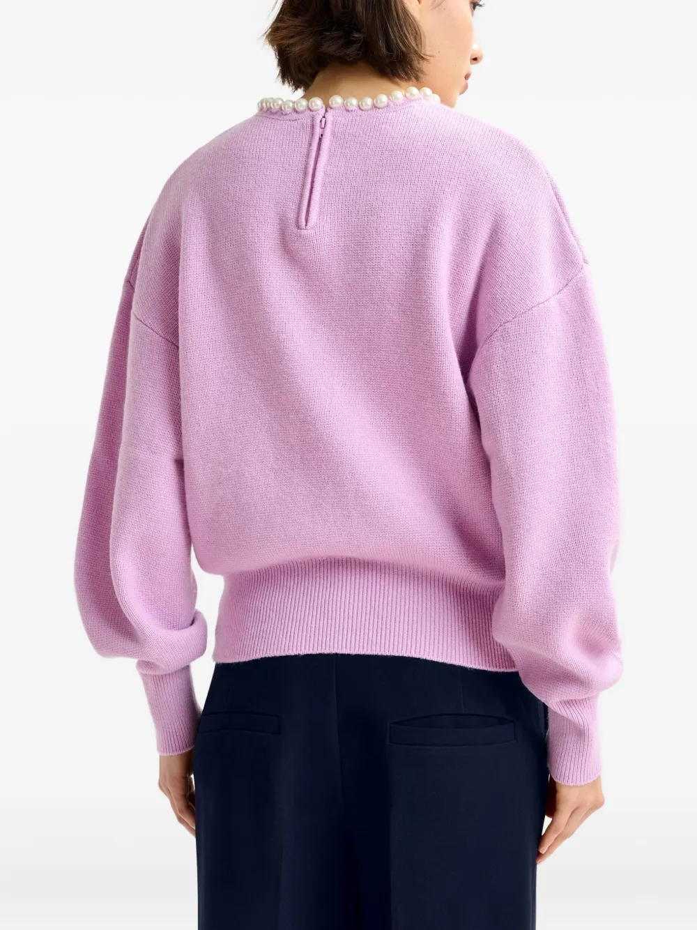 Essentiel Antwerp embellished-neck sweater Roze