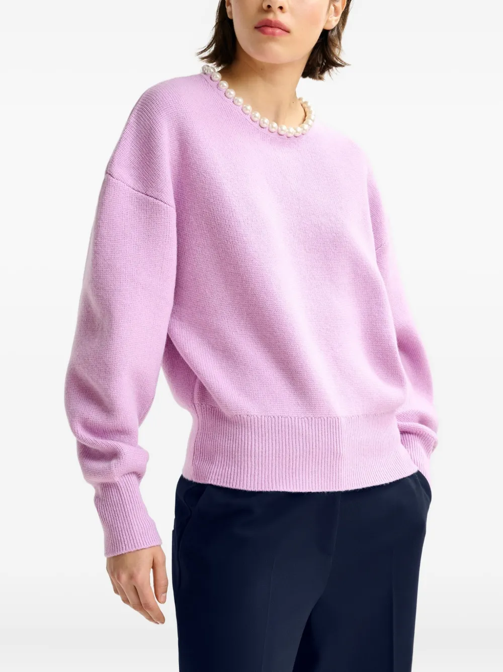 Essentiel Antwerp embellished-neck sweater Roze
