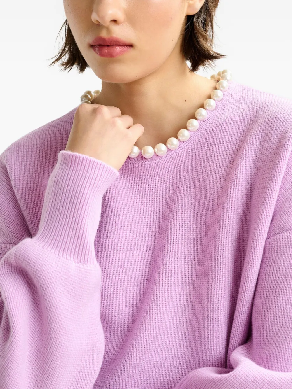 Essentiel Antwerp embellished-neck sweater Roze