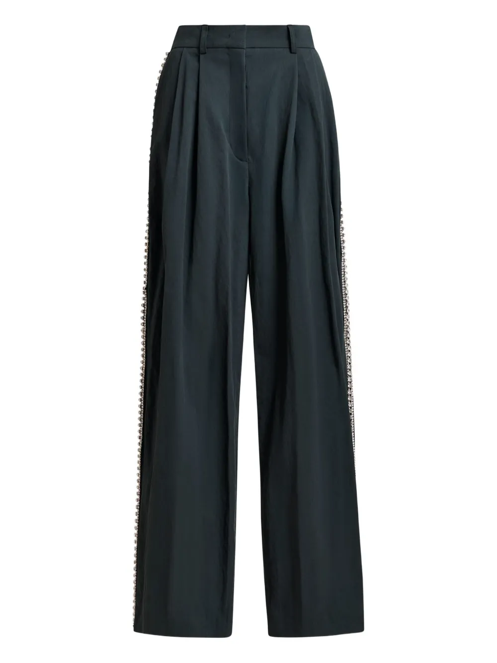 Essentiel Antwerp pleated rhinestone-trimmed trousers Zwart